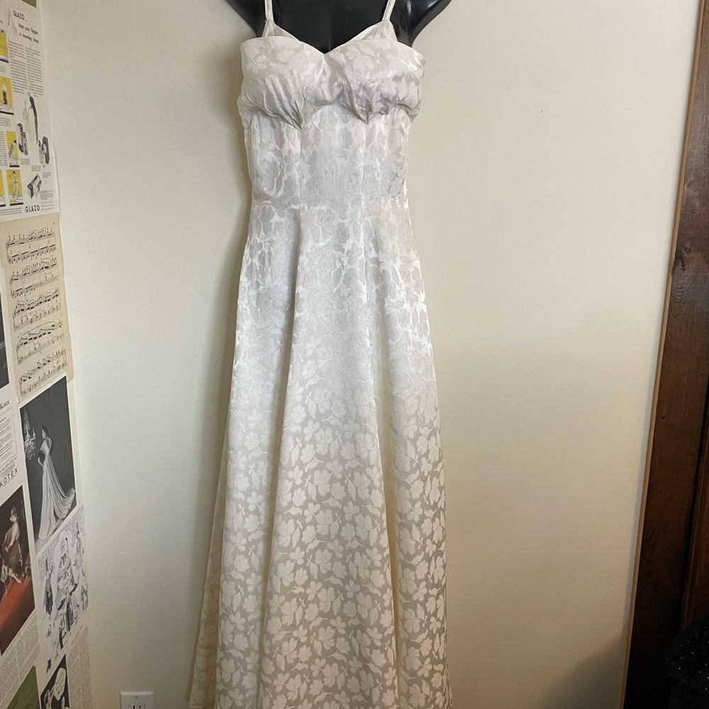 Vintage White Damask Gown